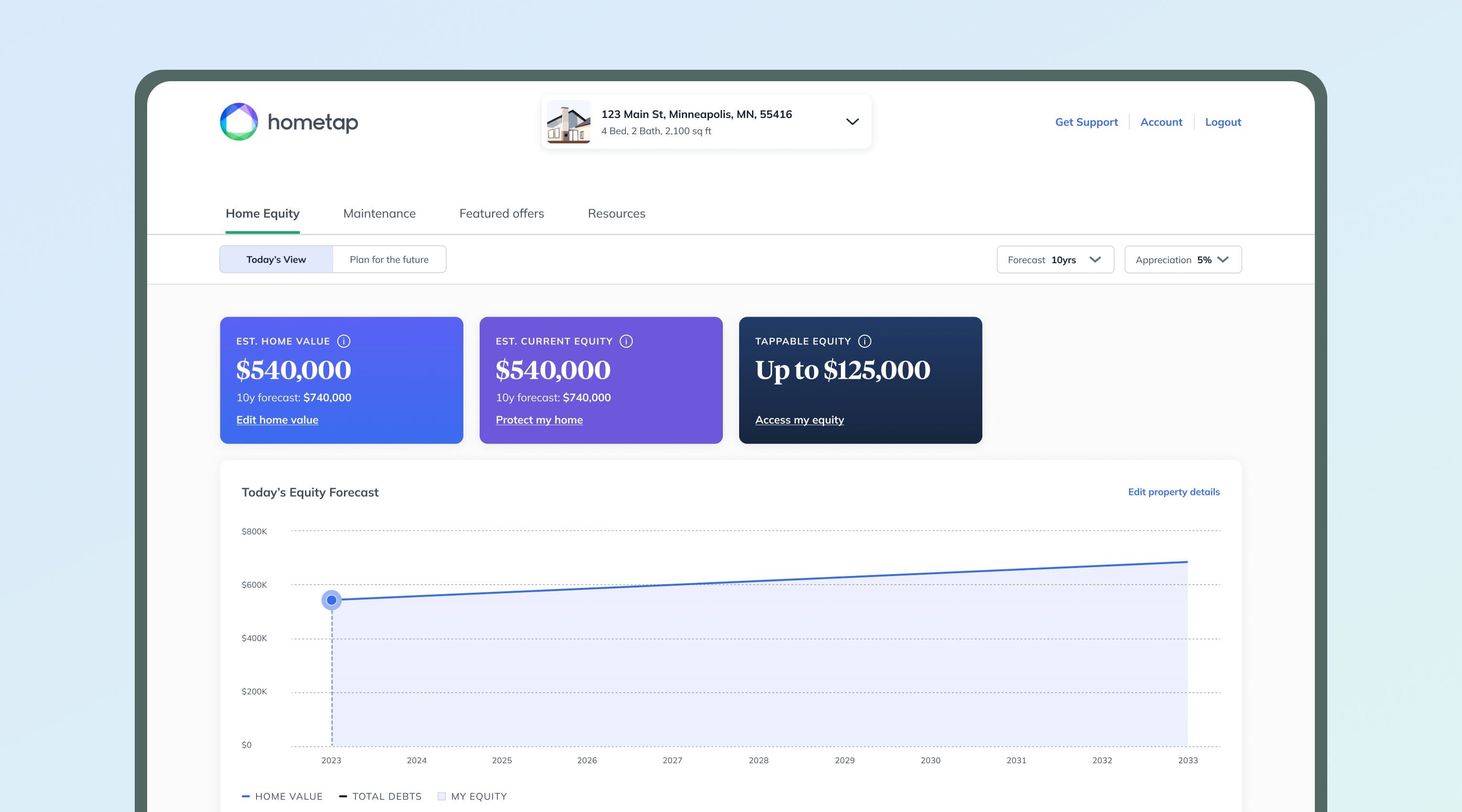 Hometap's home value estimator tool